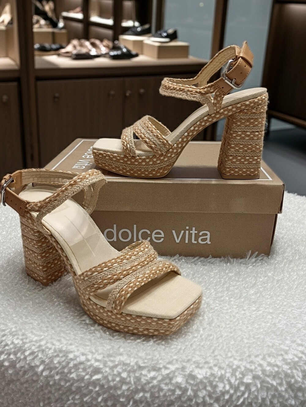 🌴 Dolce Vita 🌴 Amira Heeled Woven Platform Sandals Women's Sz 7.5 M 🆕